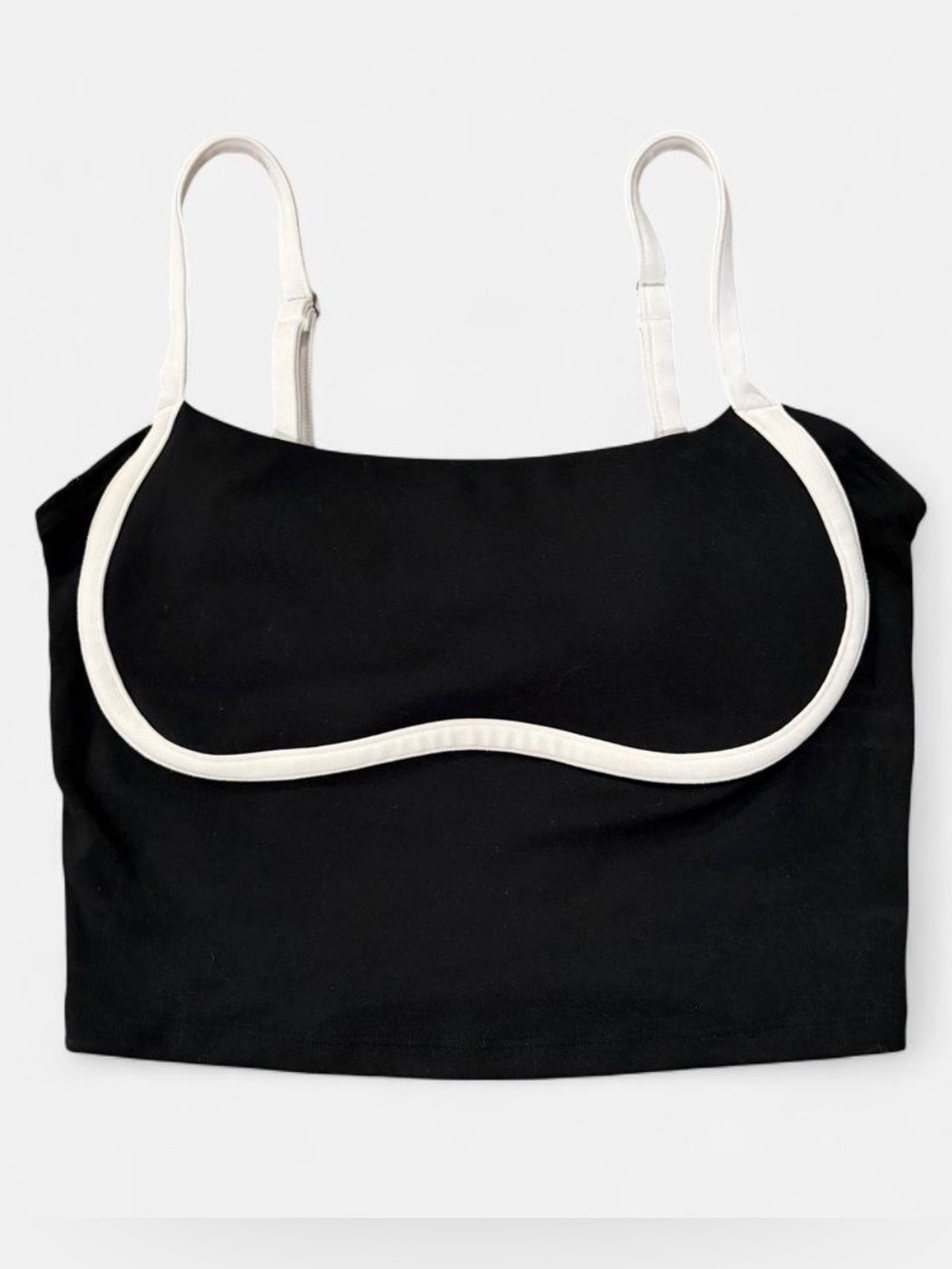 Gilly Hicks Recharge women’s black activewear top with white under-bust trim